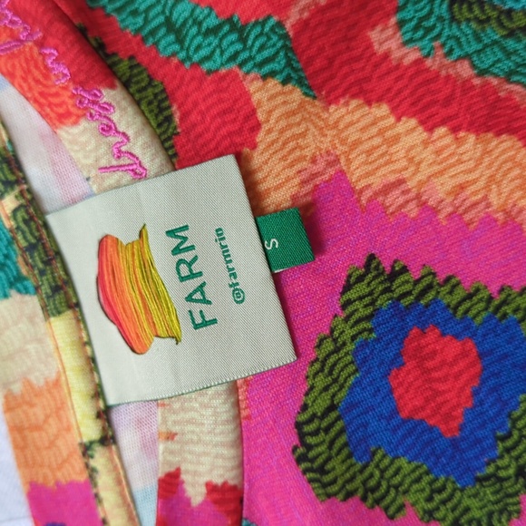 Farm Rio Patches Tshirt dress with padded shoulders sz S - Picture 9 of 12